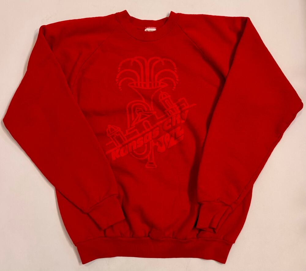 Vtg Kansas City Jazz Fruit of the Loom Crewneck Sweatshirt Red Size XL Unisex